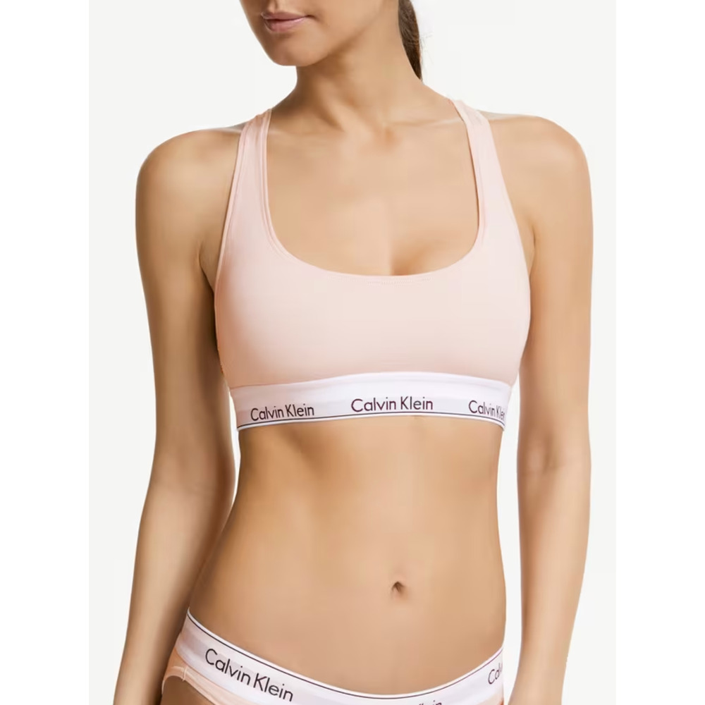 NWT Calvin Klein Modern Cotton Bralette Pink Womens XS Sporty Racerback Logo